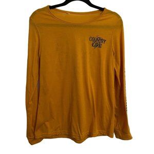 COUNTRY LIFE SHIRT SIZE XL LONGHORNE GRAPHIC LONG SLEEVE MUSTARD YELLOW